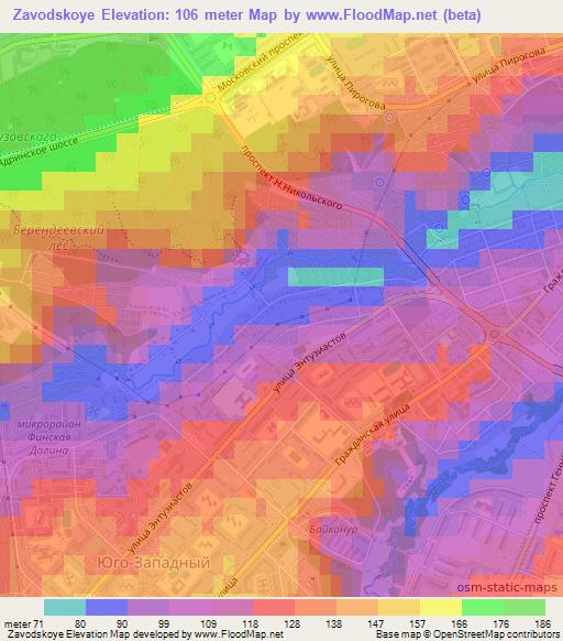 Zavodskoye,Russia Elevation Map