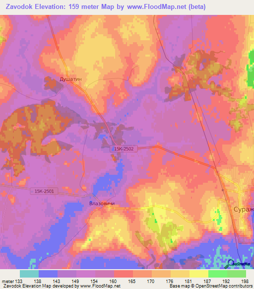 Zavodok,Russia Elevation Map