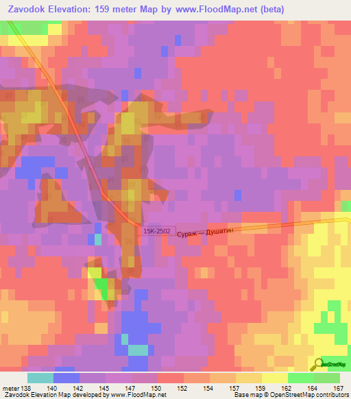 Zavodok,Russia Elevation Map