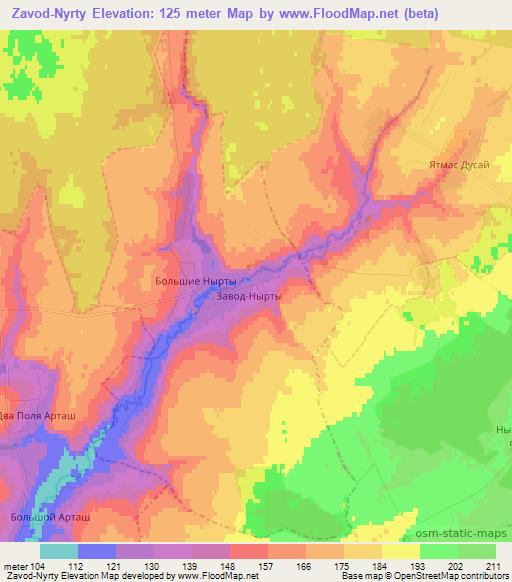 Zavod-Nyrty,Russia Elevation Map