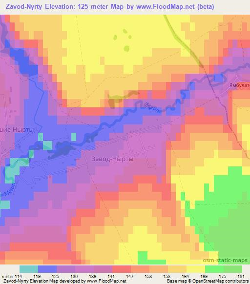 Zavod-Nyrty,Russia Elevation Map