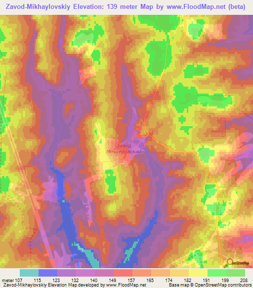 Zavod-Mikhaylovskiy,Russia Elevation Map