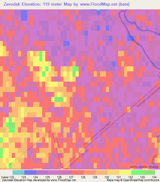 Zavodak,Russia Elevation Map