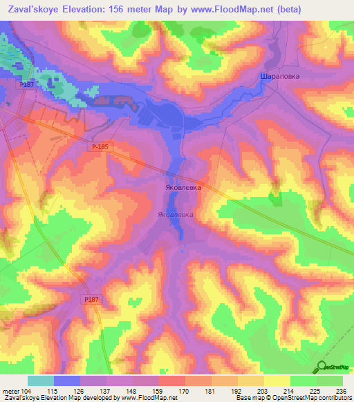 Zaval'skoye,Russia Elevation Map