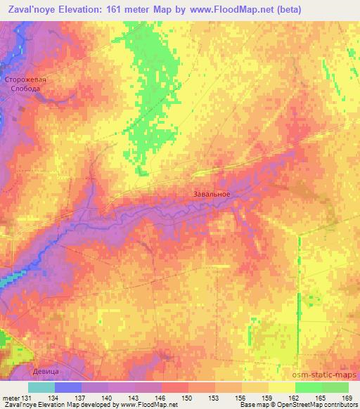 Zaval'noye,Russia Elevation Map