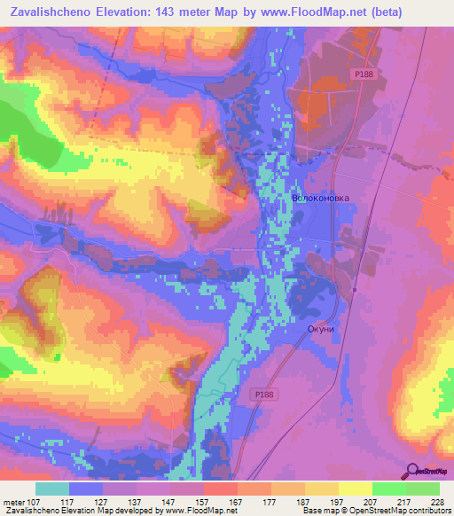 Zavalishcheno,Russia Elevation Map