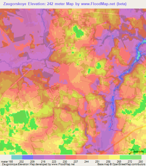 Zaugorskoye,Russia Elevation Map