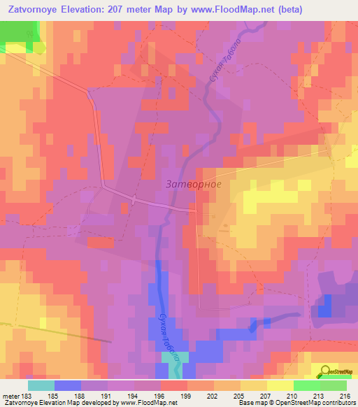 Zatvornoye,Russia Elevation Map