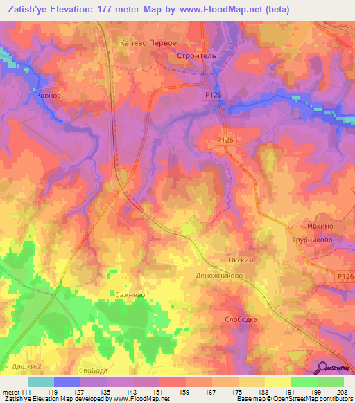 Zatish'ye,Russia Elevation Map