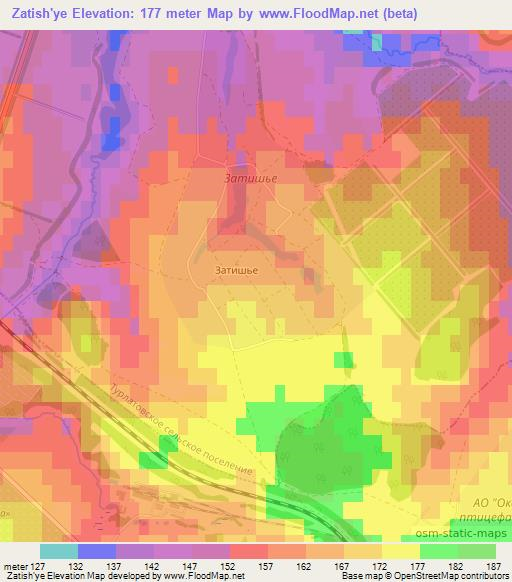 Zatish'ye,Russia Elevation Map