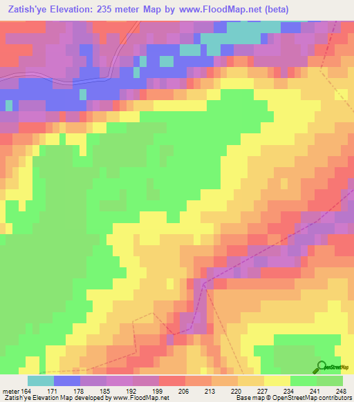 Zatish'ye,Russia Elevation Map