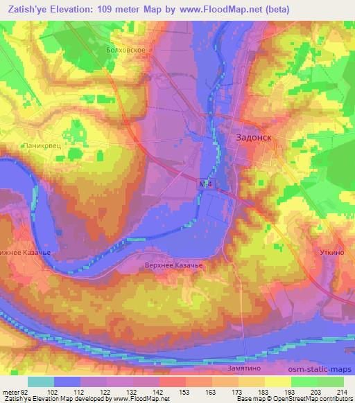 Zatish'ye,Russia Elevation Map