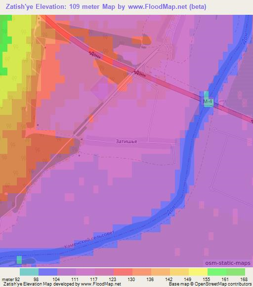 Zatish'ye,Russia Elevation Map