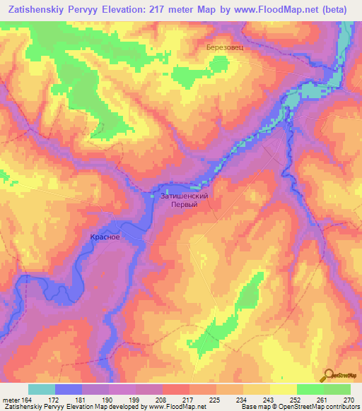 Zatishenskiy Pervyy,Russia Elevation Map