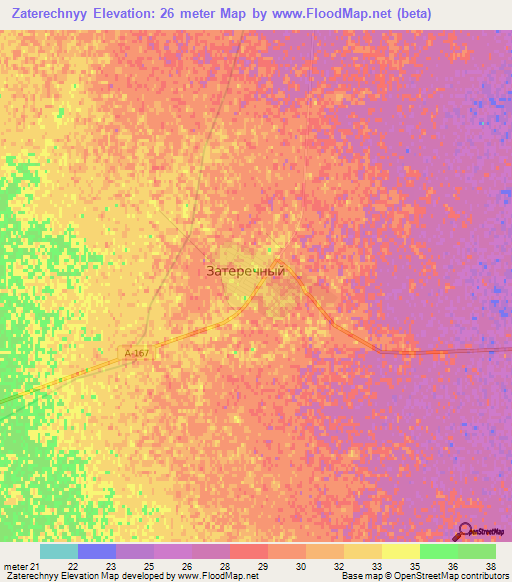 Zaterechnyy,Russia Elevation Map