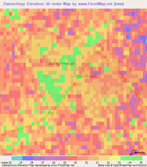 Zaterechnyy,Russia Elevation Map