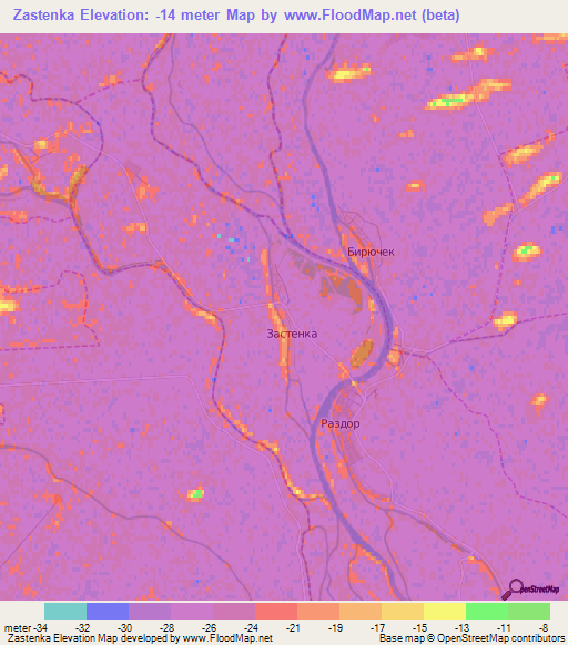 Zastenka,Russia Elevation Map