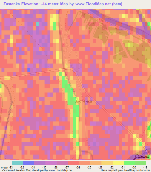 Zastenka,Russia Elevation Map