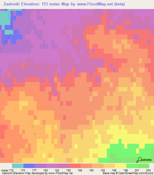 Zaslonki,Russia Elevation Map