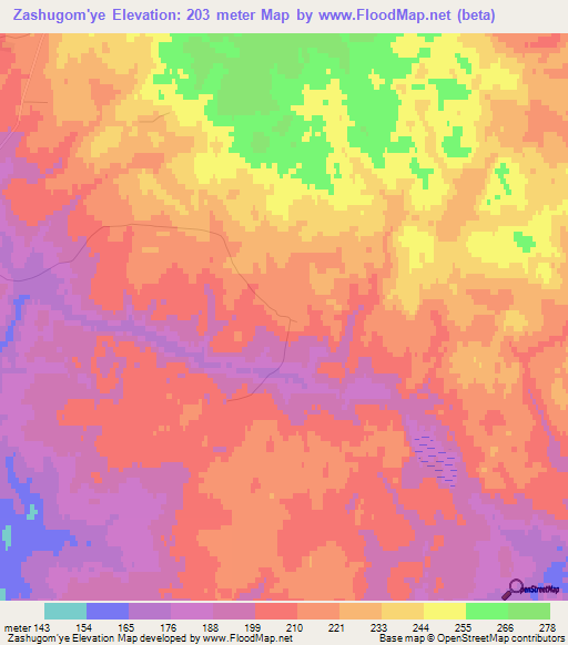 Zashugom'ye,Russia Elevation Map