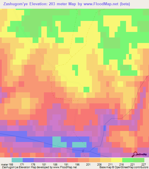 Zashugom'ye,Russia Elevation Map