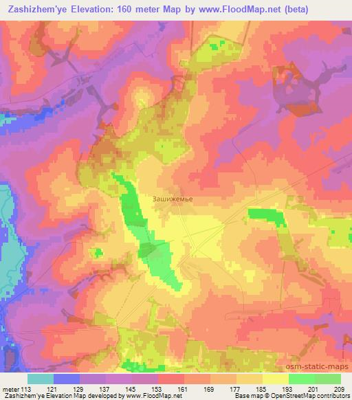 Zashizhem'ye,Russia Elevation Map