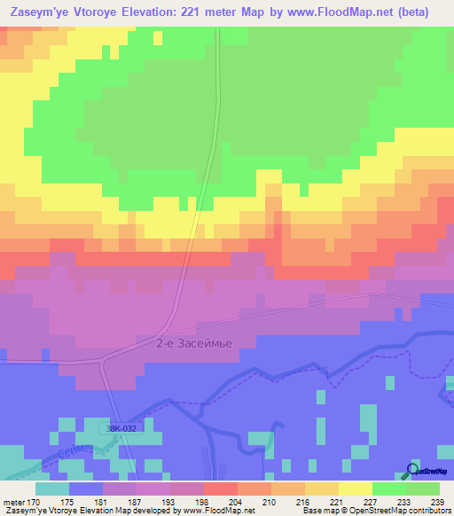 Zaseym'ye Vtoroye,Russia Elevation Map