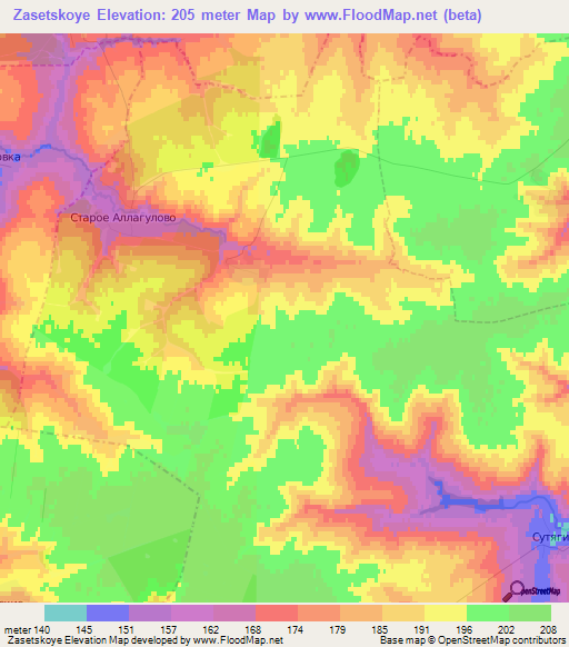 Zasetskoye,Russia Elevation Map