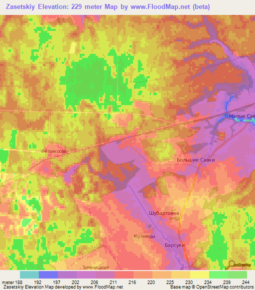 Zasetskiy,Russia Elevation Map