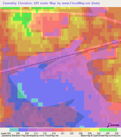 Zasetskiy,Russia Elevation Map