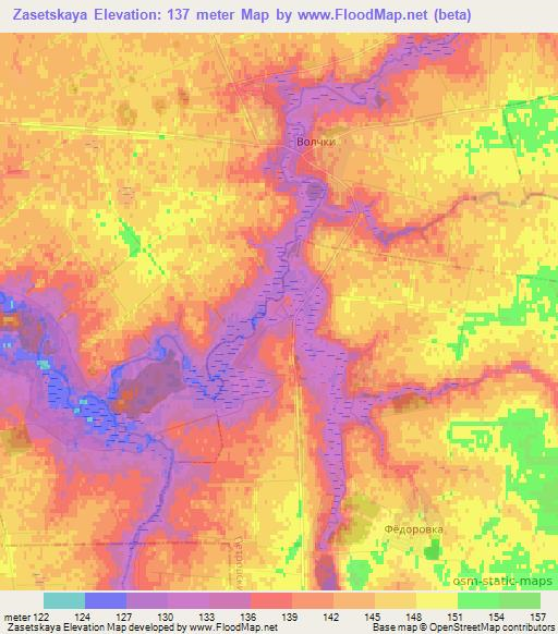 Zasetskaya,Russia Elevation Map