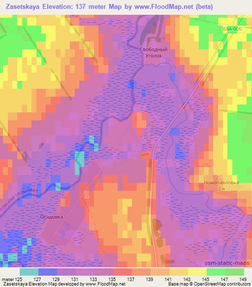 Zasetskaya,Russia Elevation Map