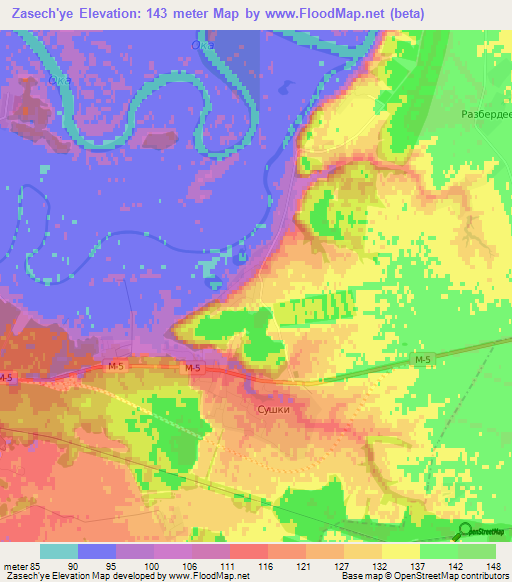 Zasech'ye,Russia Elevation Map