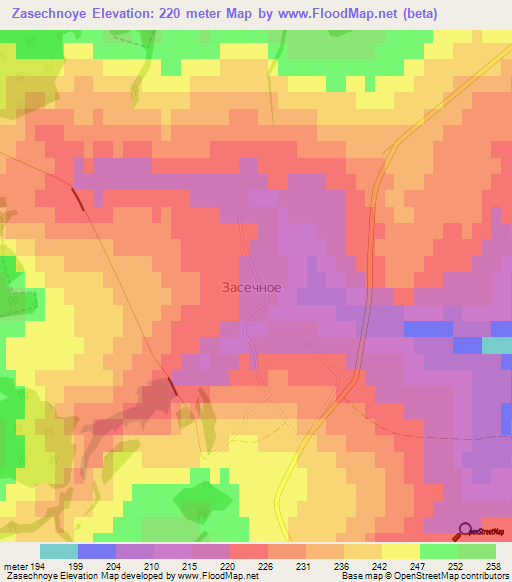 Zasechnoye,Russia Elevation Map