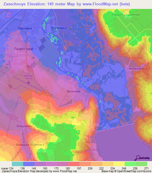 Zasechnoye,Russia Elevation Map