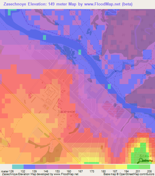 Zasechnoye,Russia Elevation Map