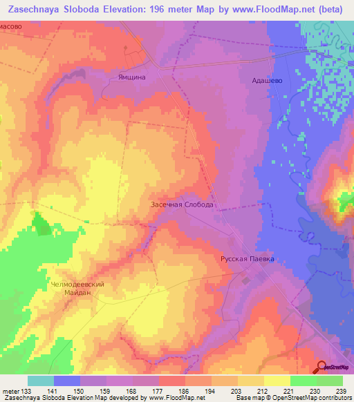 Zasechnaya Sloboda,Russia Elevation Map