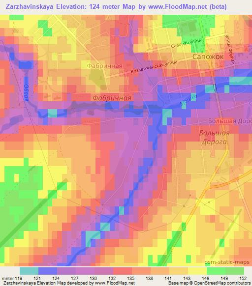 Zarzhavinskaya,Russia Elevation Map