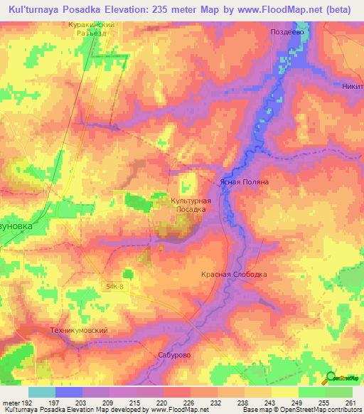 Kul'turnaya Posadka,Russia Elevation Map