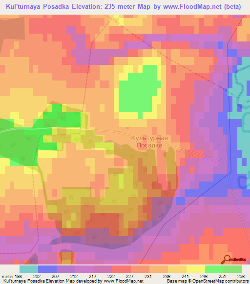 Kul'turnaya Posadka,Russia Elevation Map