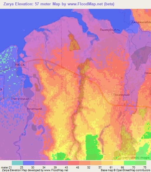 Zarya,Russia Elevation Map