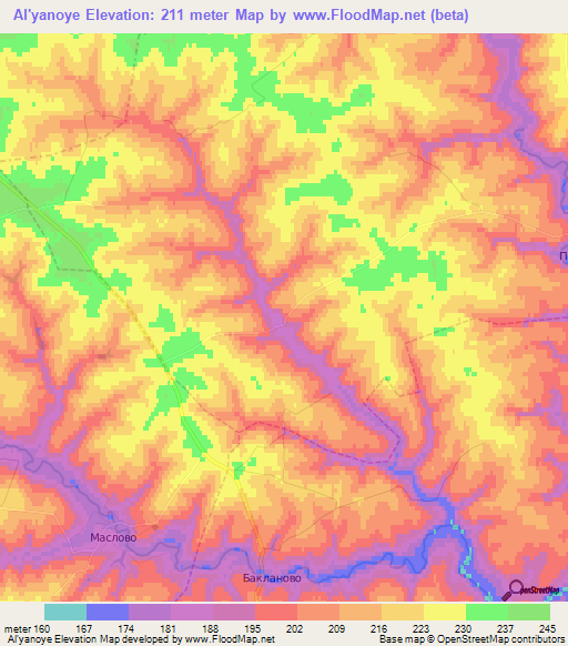 Al'yanoye,Russia Elevation Map