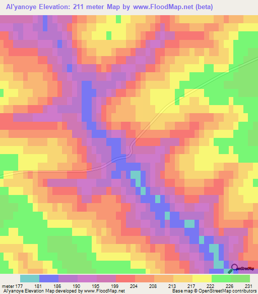 Al'yanoye,Russia Elevation Map