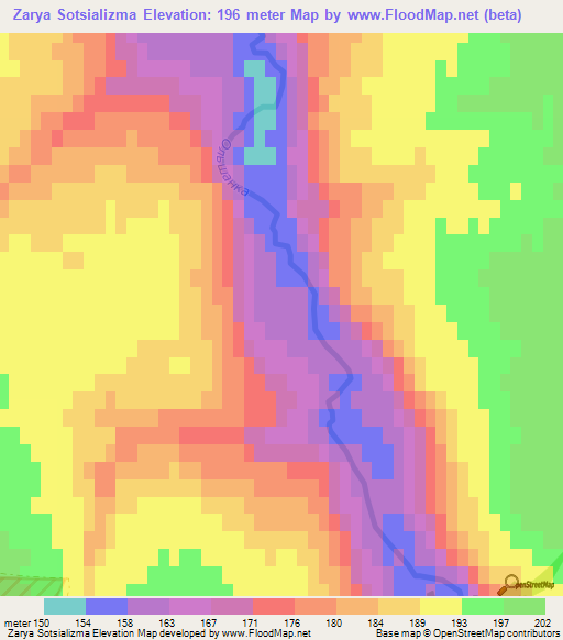 Zarya Sotsializma,Russia Elevation Map