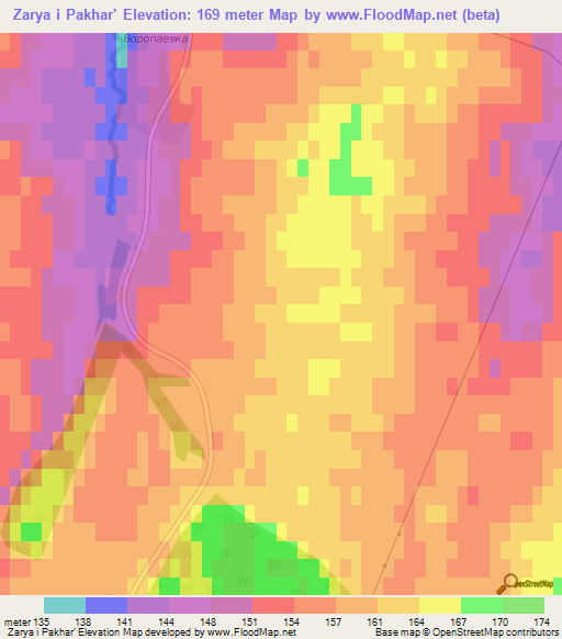 Zarya i Pakhar',Russia Elevation Map