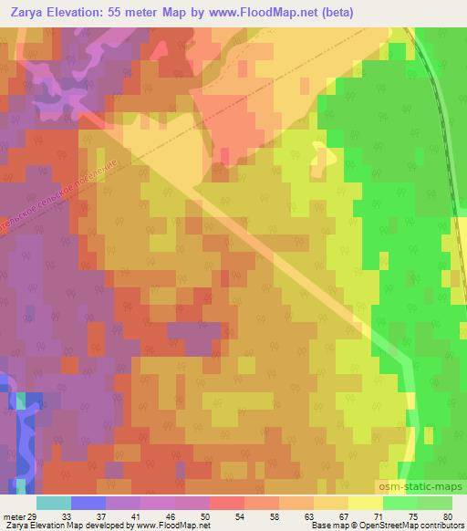 Zarya,Russia Elevation Map