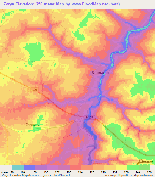 Zarya,Russia Elevation Map