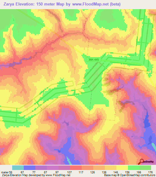 Zarya,Russia Elevation Map