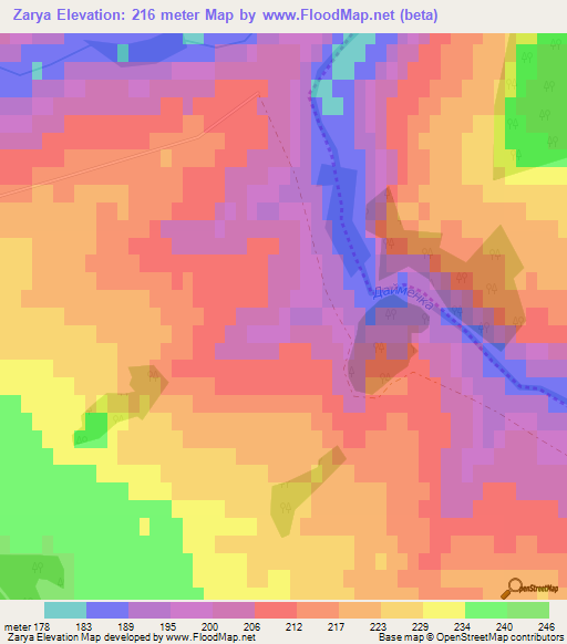 Zarya,Russia Elevation Map