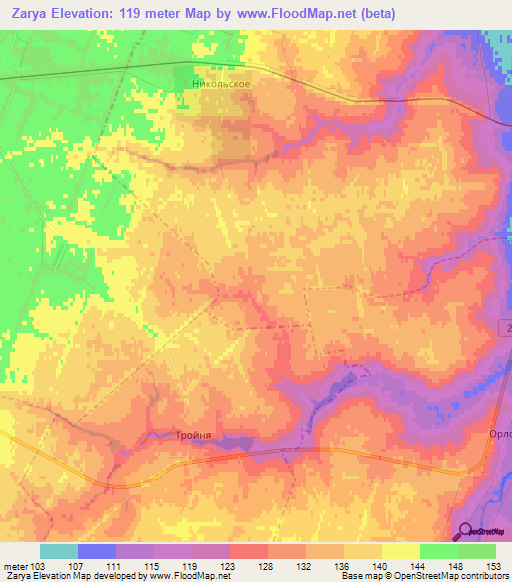 Zarya,Russia Elevation Map